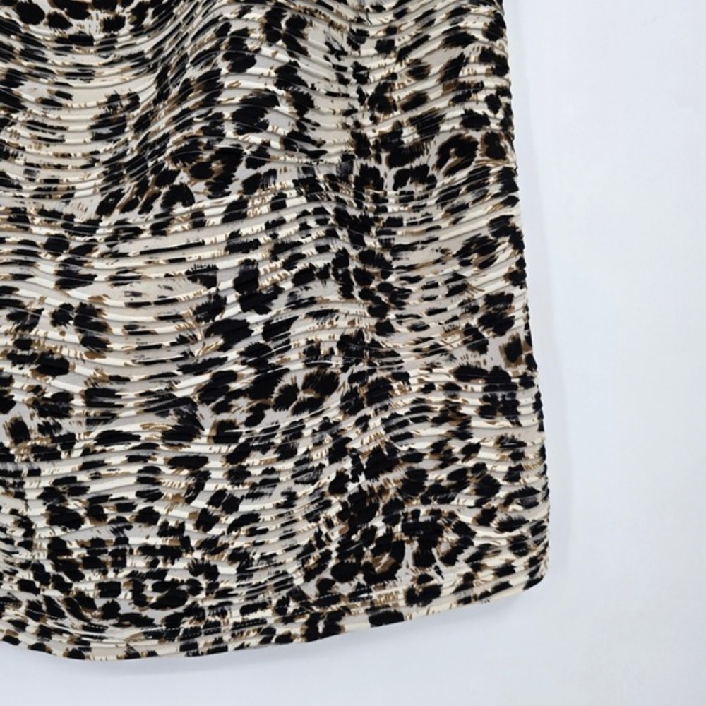 New Directions Women's Black Ivory‎ Leopard Print Mesh Pleated Midi Skirt XL - Picture 7 of 11